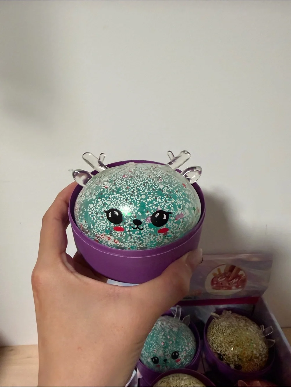 Dumpling Squishy Reindeer  Christmas Fidget Bun - Glitter Rainbow Mystery